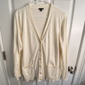 Talbots Sweater Womens XL Cardigan Beige Cotton Button Front Academia Luxury